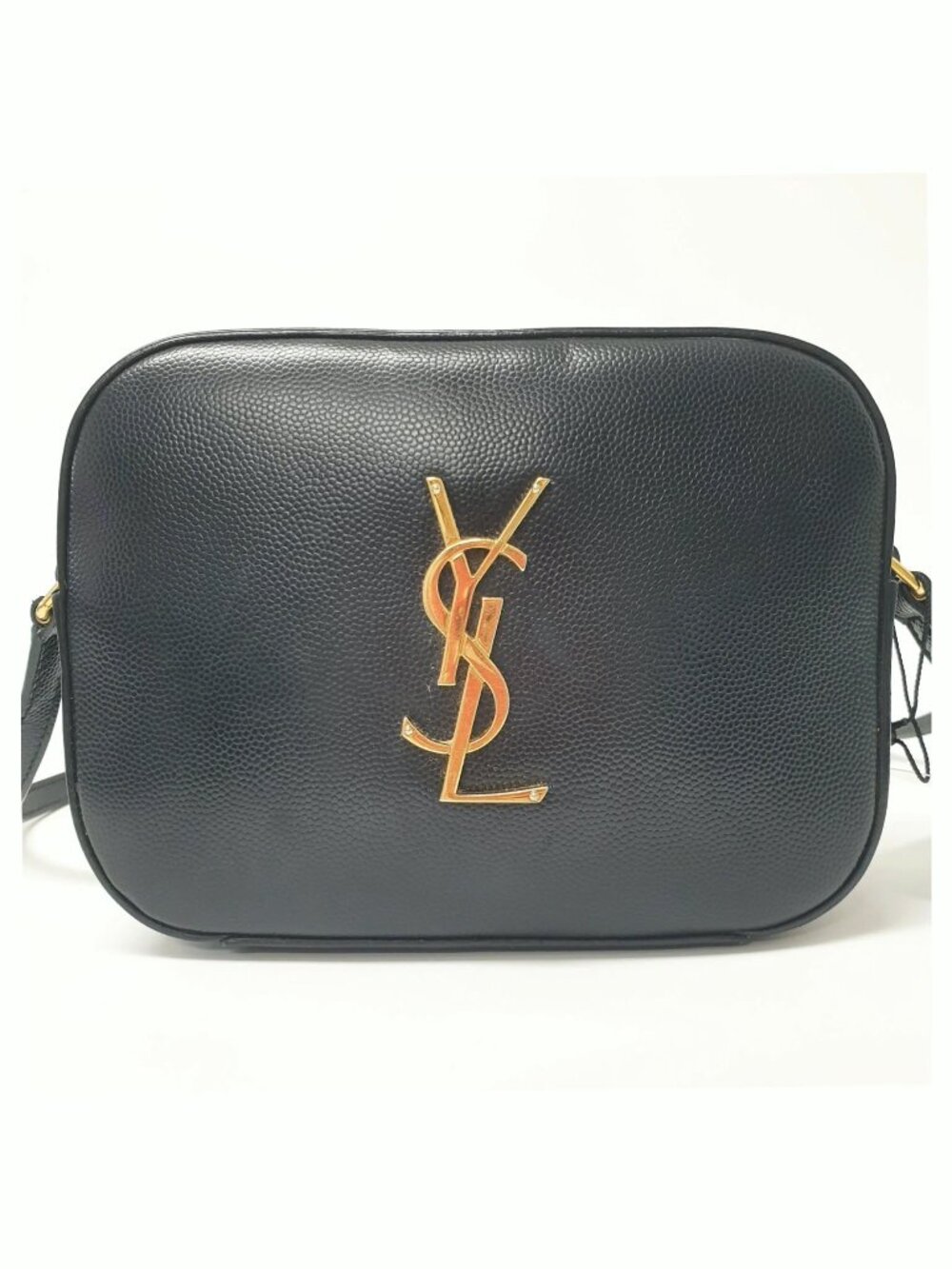 Authentic YSL Saint Laurent Lou Camera Bag Black Leather Gold Logo Crossbody - Picture 2 of 11
